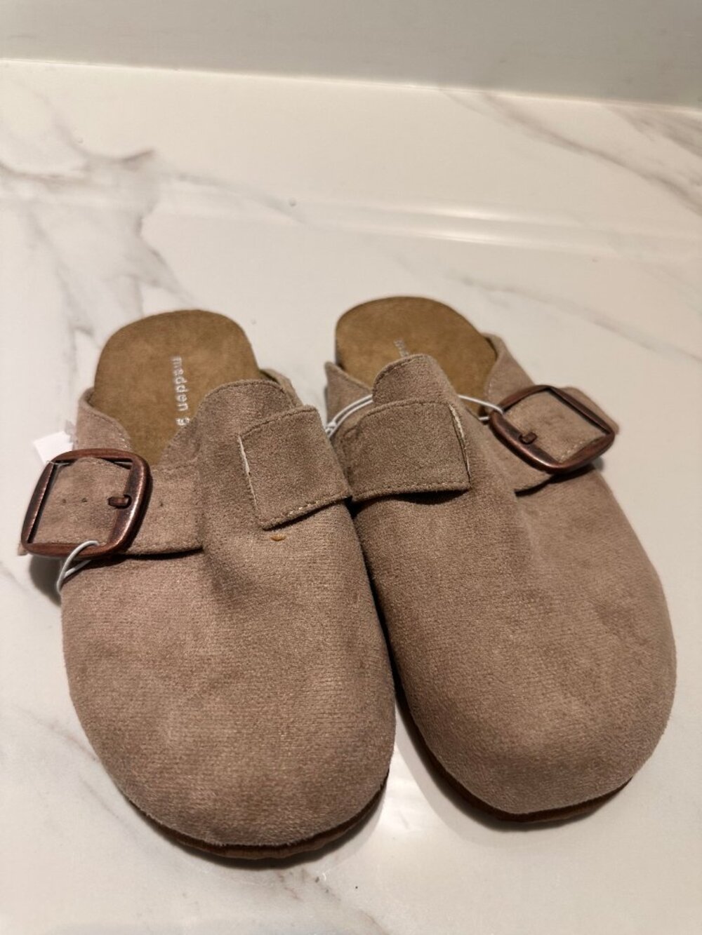 Madden Girl Kids Suede Buckle Clogs Taupe Size 13 New